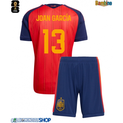 Maglie da calcio Spagna Joan Garcia #13 Prima Maglia Bambino Mondiali 2026  Manica Corta + Pantaloni corti)